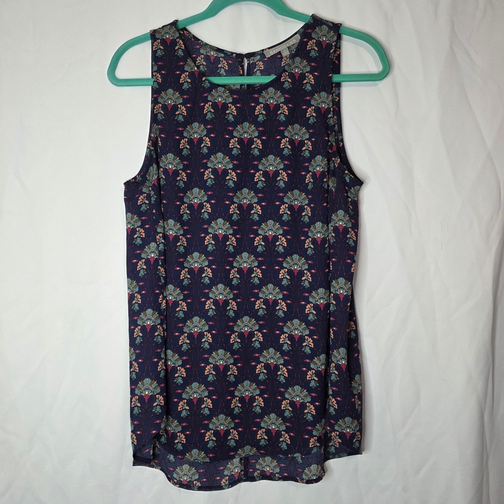 Daniel Rainn‎ Womens Medium Floral Sleeveless Blouse Navy Boho Tank Top